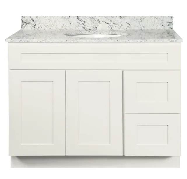 SSSWV4221D      42" Vanity Shaker White With Drawers