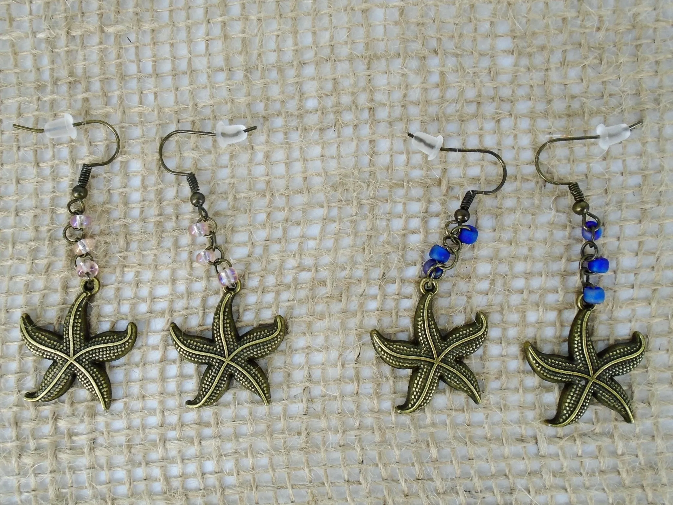 Starfish  Handmade Earrings with Glass Beads