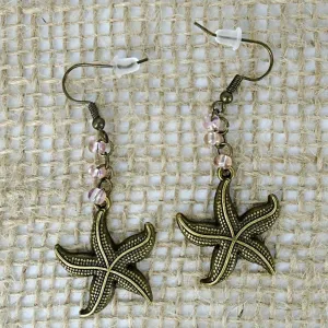Starfish  Handmade Earrings with Glass Beads