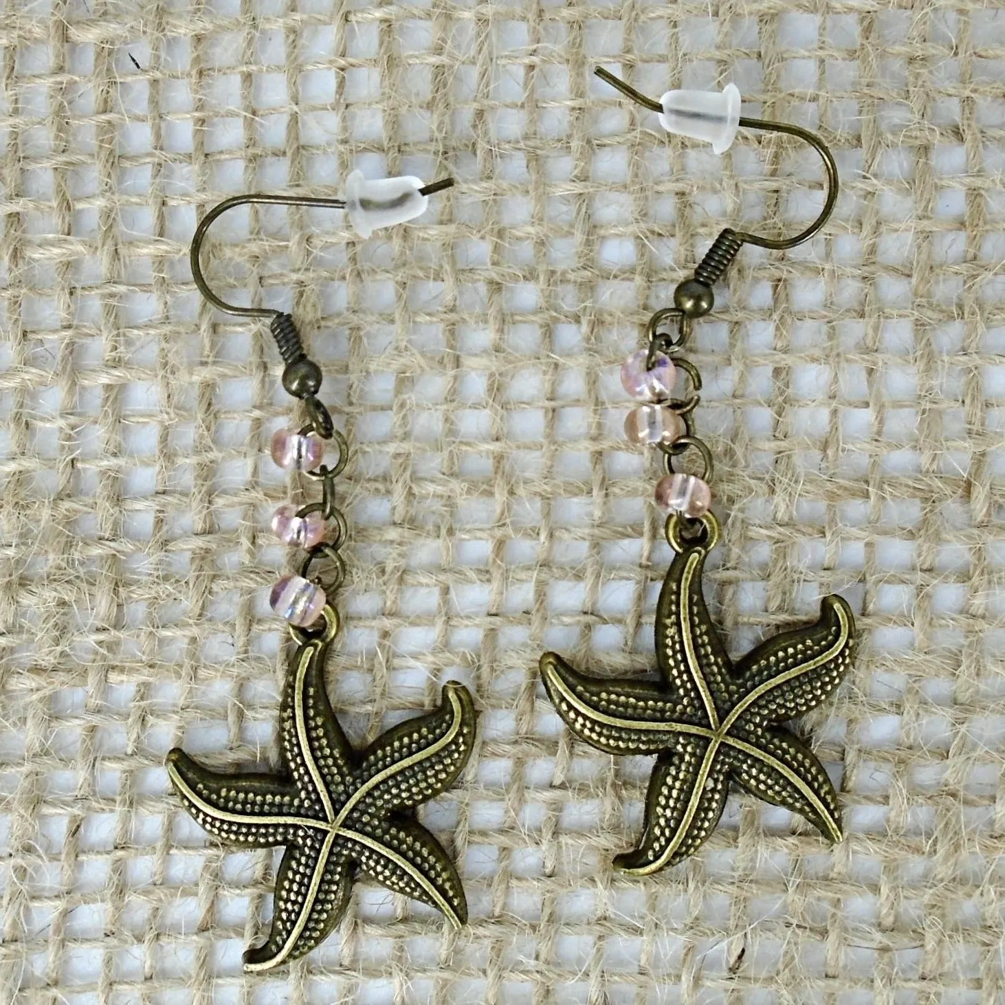 Starfish  Handmade Earrings with Glass Beads