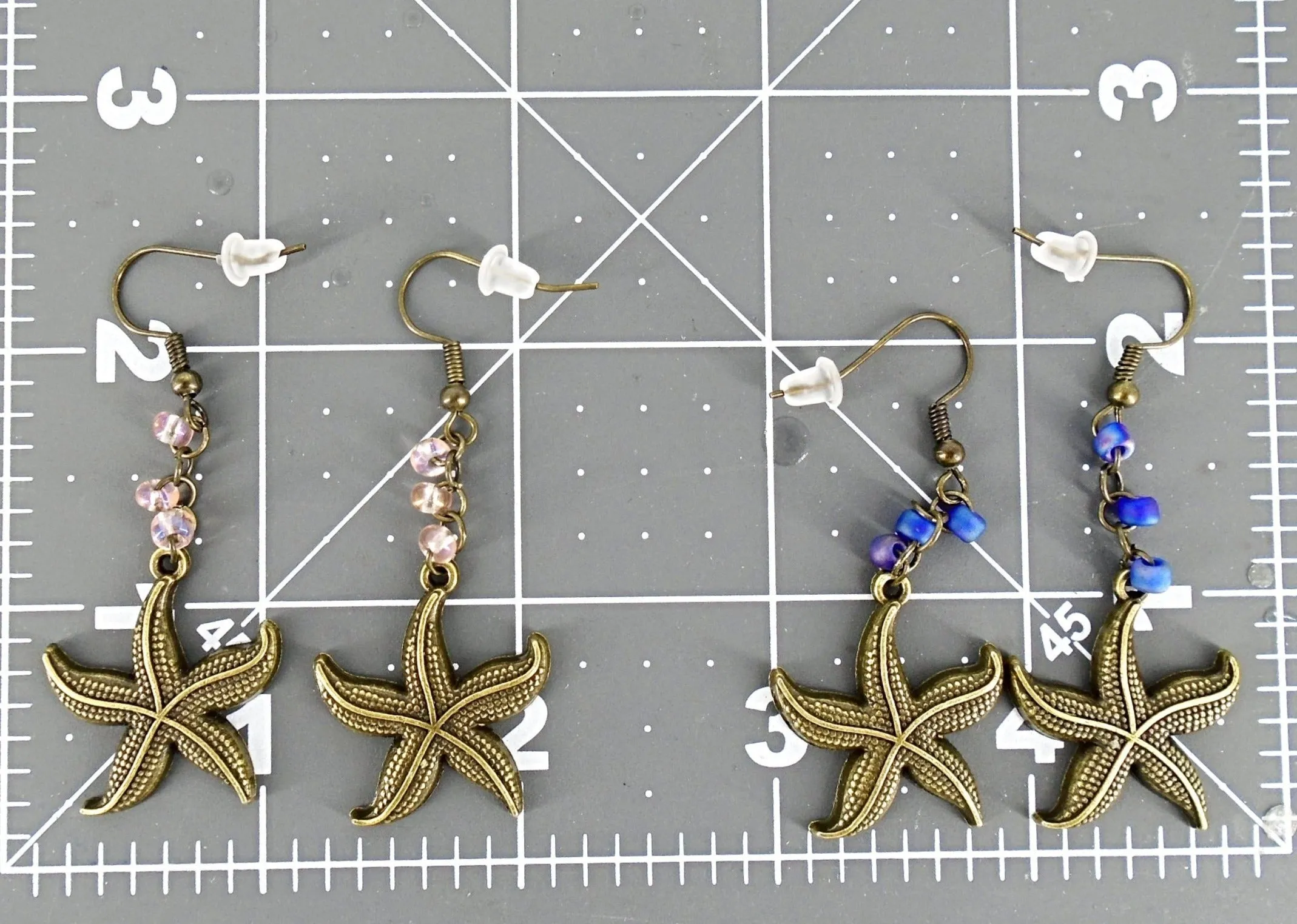 Starfish  Handmade Earrings with Glass Beads