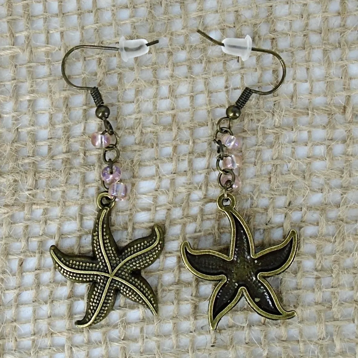 Starfish  Handmade Earrings with Glass Beads