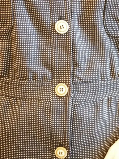 Stay Cool On The Job Vintage Valentino Navy/White Dotted Jacket with fitted Navy Skirt