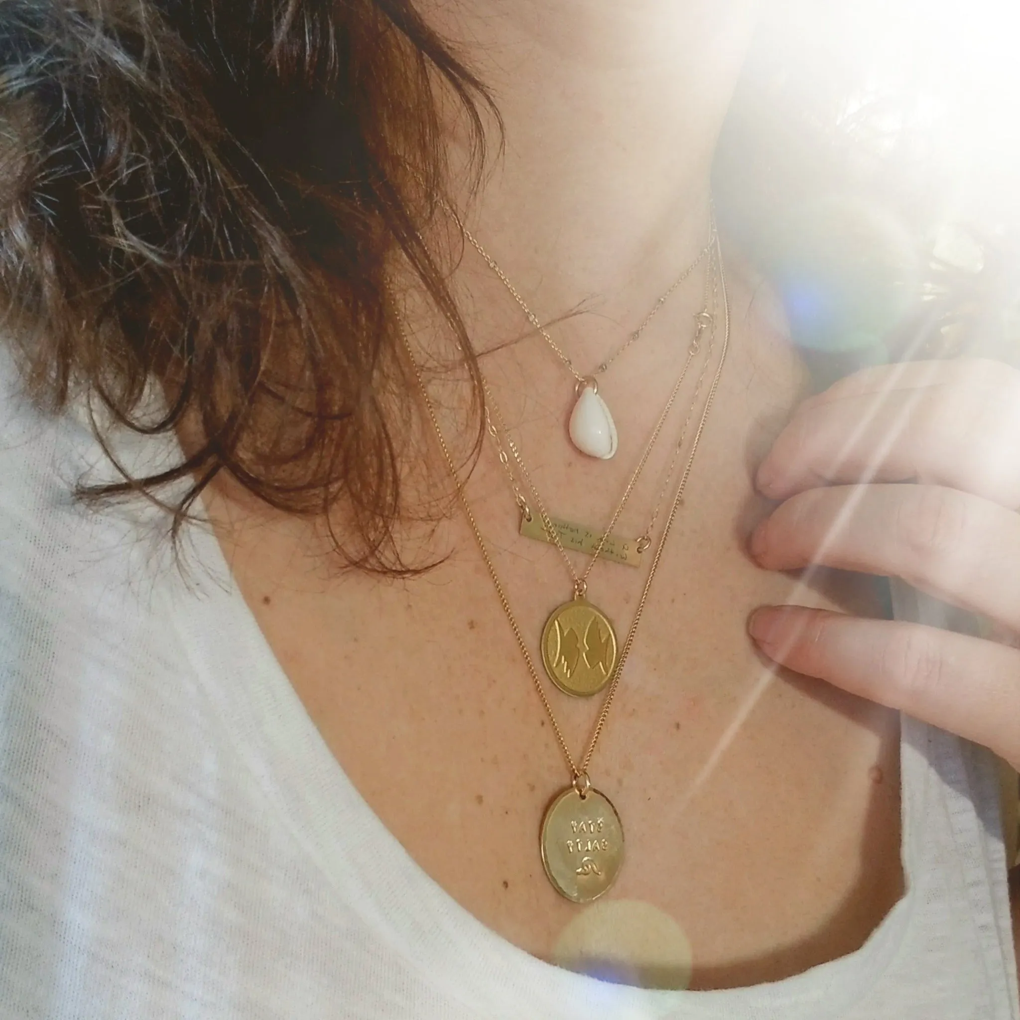 Stay Salty Beach Wave Large Disc Necklace - Sterling, Gold or Rose Gold