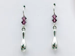 Sterling Silver 3-D Bowling Pin dangle earrings-bowl, bowler, team colors, pins