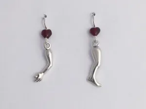 Sterling silver arm and  leg dangle Earrings-doctor, nurse, orthopedics, massage