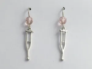 Sterling silver Crutches dangle  earrings-Doctor- Crutch, Orthopedics, RN, cast