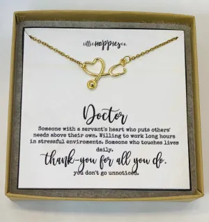 Stethoscope necklace, Gift for doctor, doctor gift, gifts for doctors, Doctor necklace, healthcare worker gift, gift for her, thank you gift