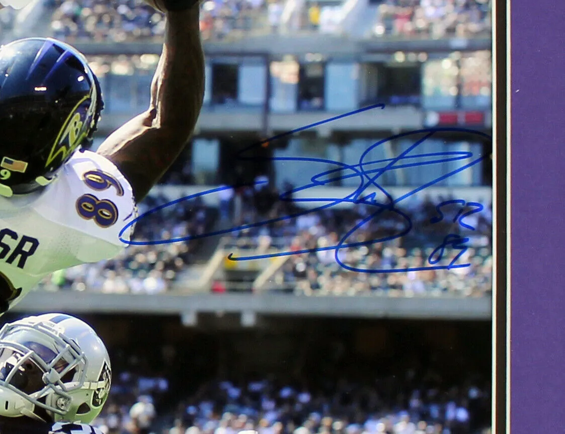 Steve Smith Sr. Signed Baltimore Ravens Framed 16x20 Photo - Over the Top vs Rai