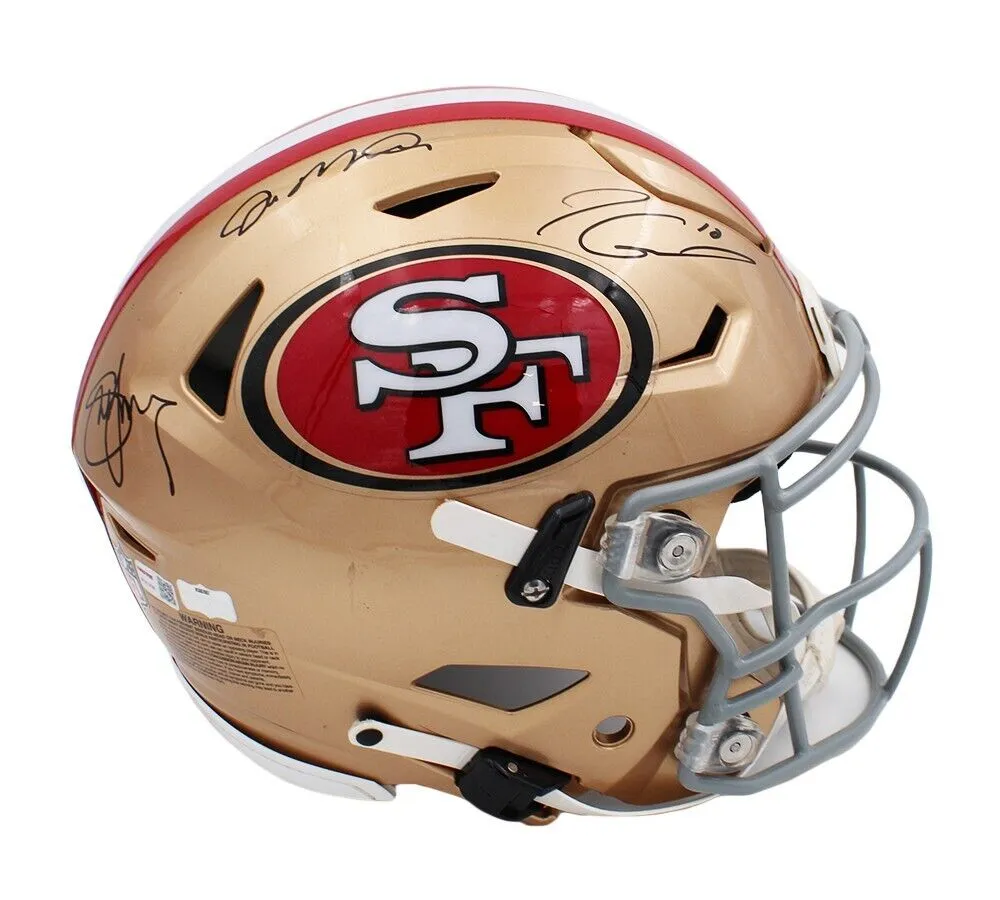 Steve Young, Joe Montana and Jimmy Garoppolo Signed San Francisco 49ers Speed Fl