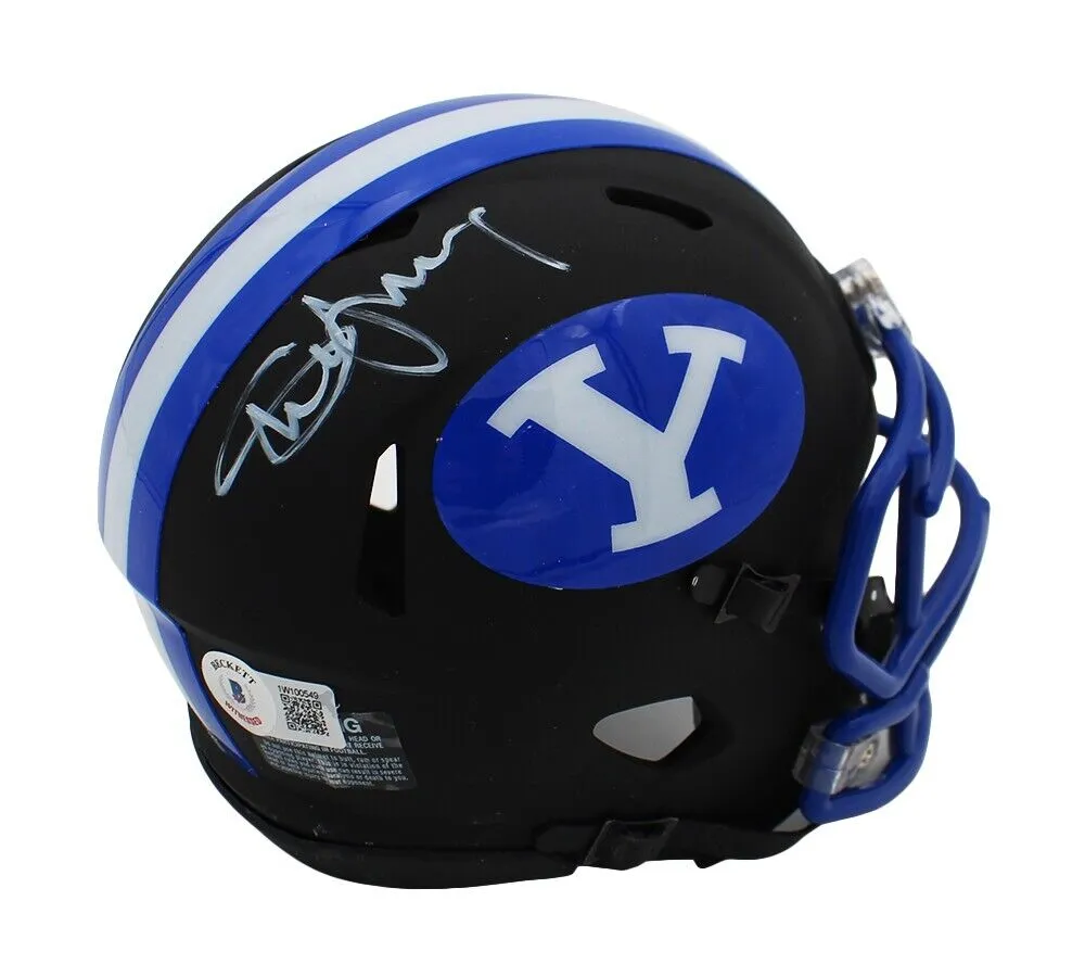 Steve Young Signed BYU Cougars Schutt Black NCAA Mini Helmet