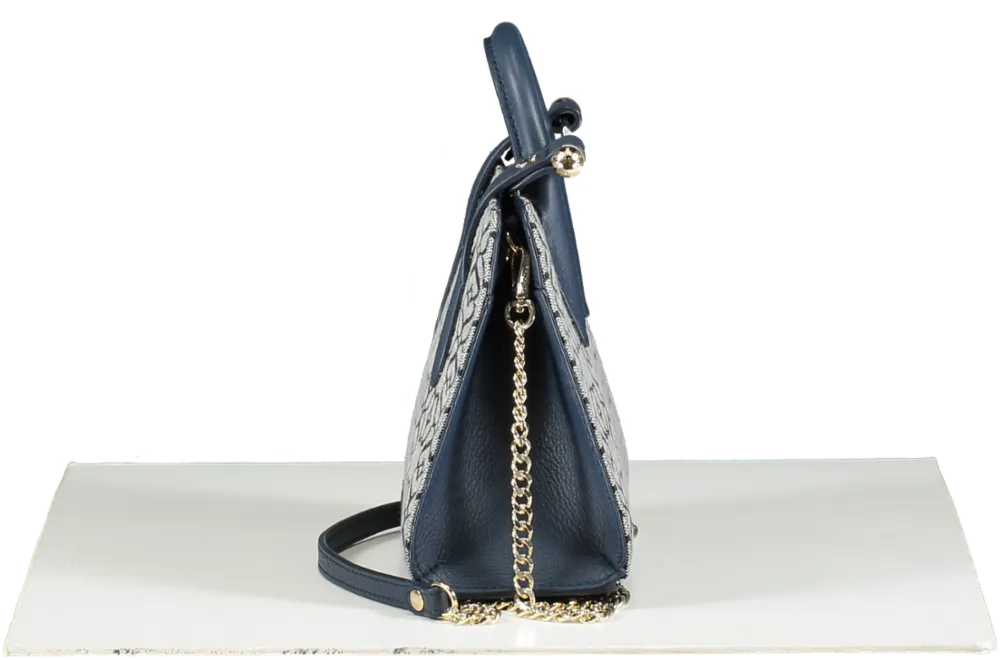 Strathberry Blue Nano Monogram Tote in Box