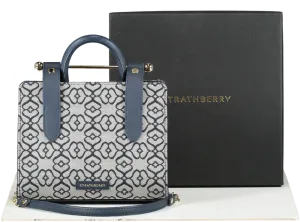Strathberry Blue Nano Monogram Tote in Box