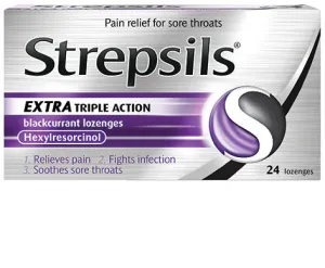 Strepsils Extra Triple Action Blackcurrant Lozenges