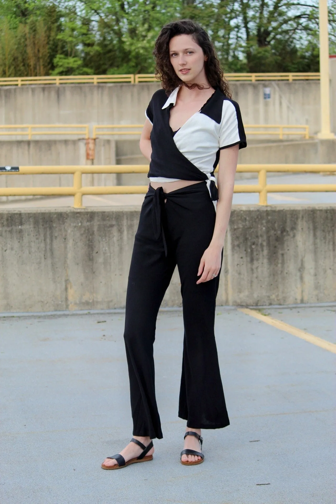 Strike Out Two Tone Wrap Top