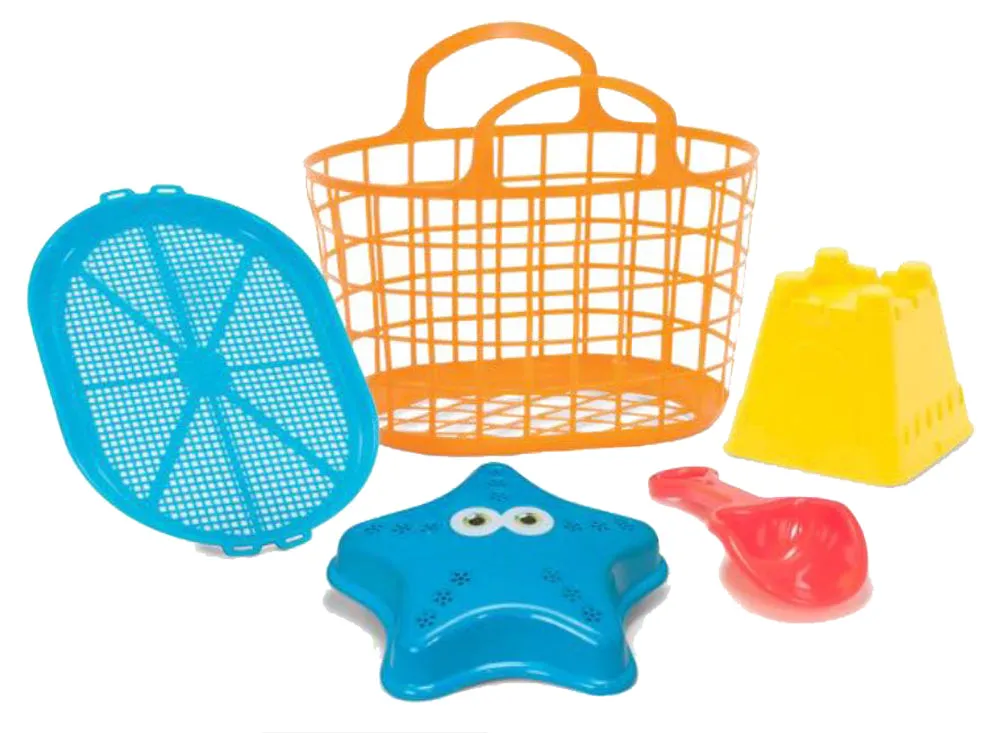 Summer Play Beach Toy 5 Piece Toy Beach Basket Set