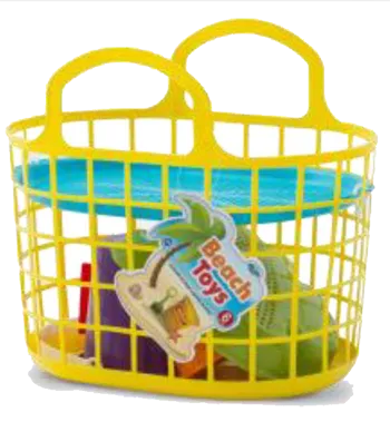 Summer Play Beach Toy 5 Piece Toy Beach Basket Set