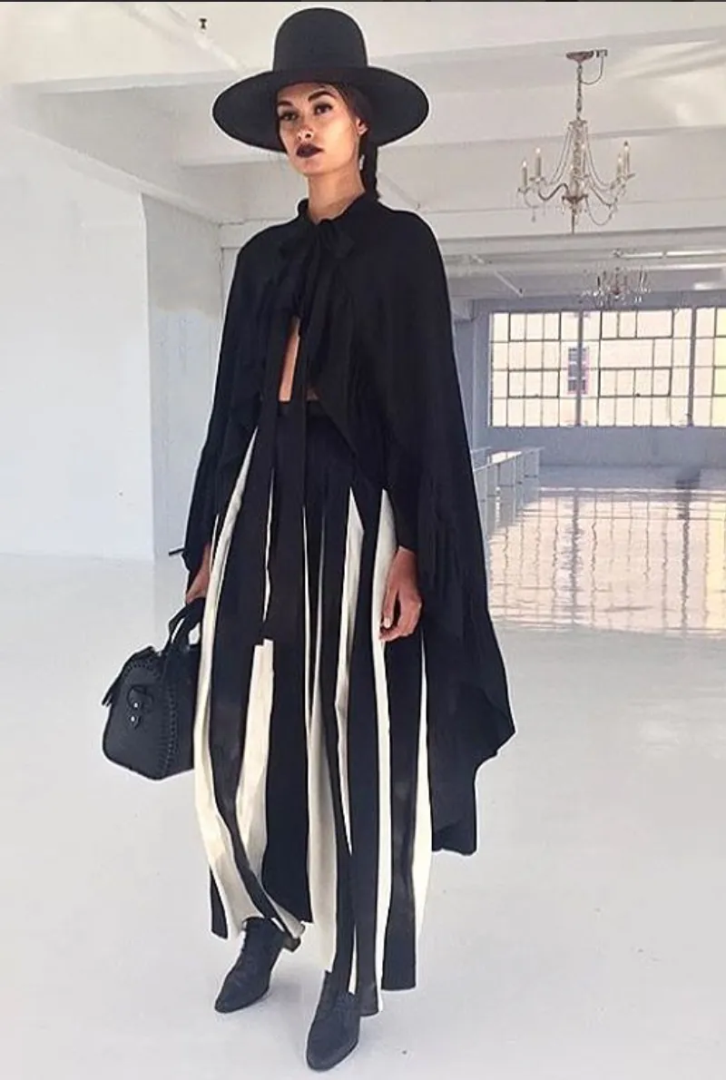 'Sunset' Cape & Long Pleated Skirt