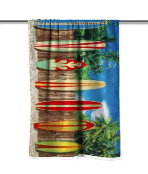 Surf Boards Velour Beach Towel