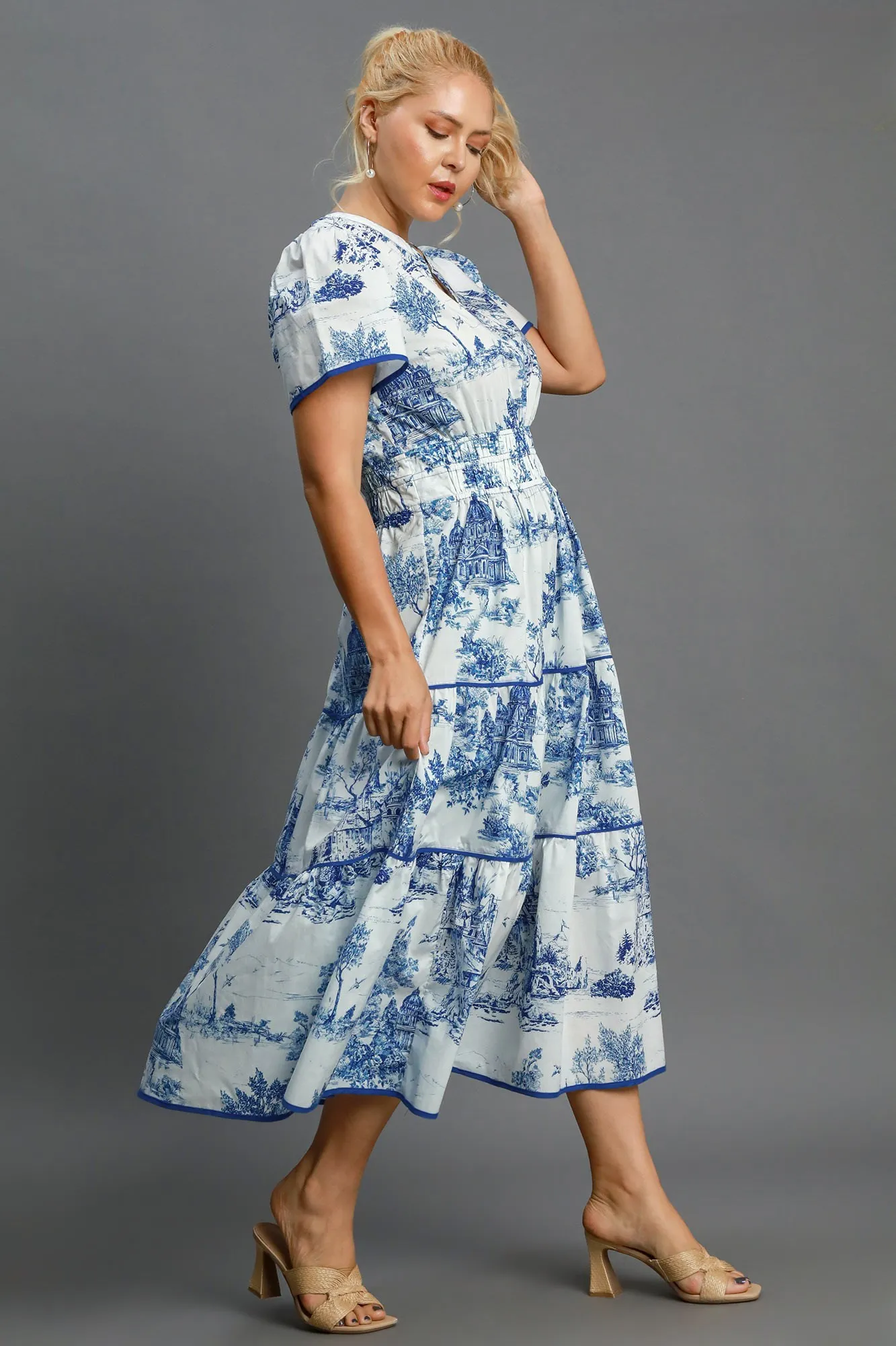 Sutton Blue Toile Tiered Maxi