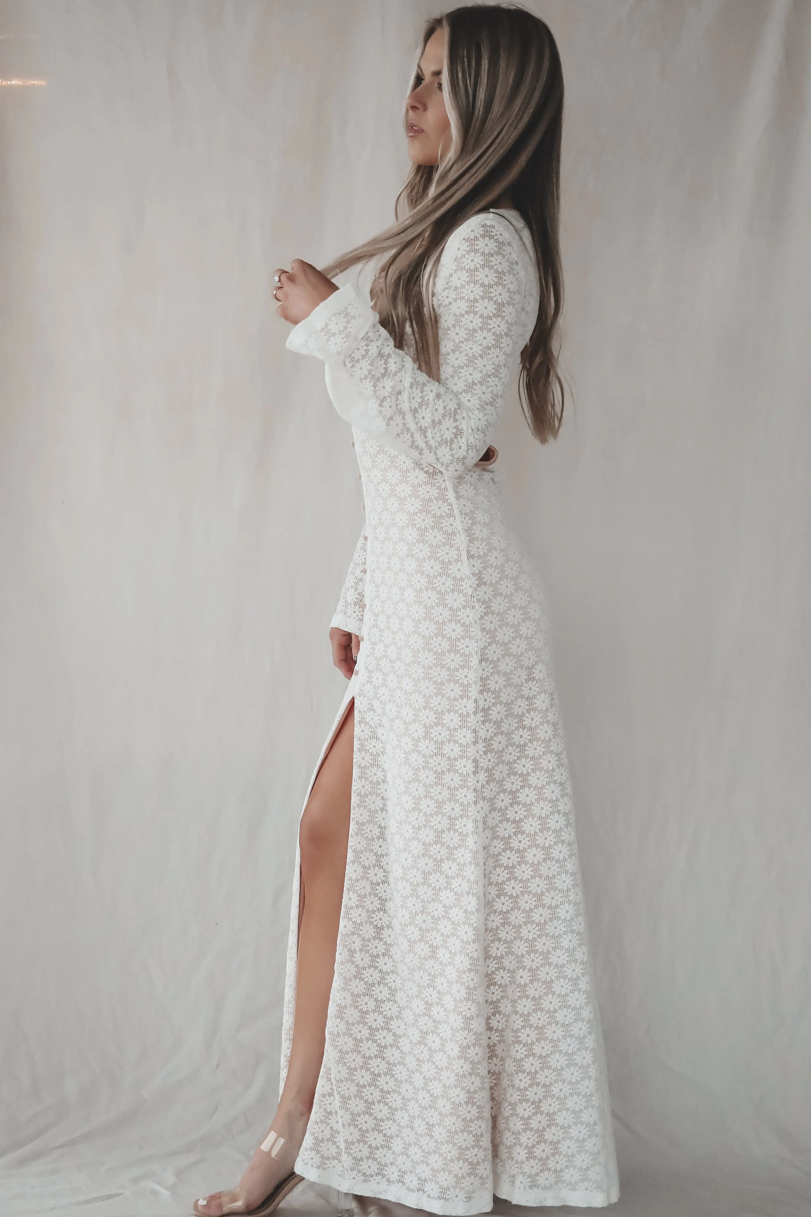 Sweet Little Thing Lace Long Sleeve Maxi Dress