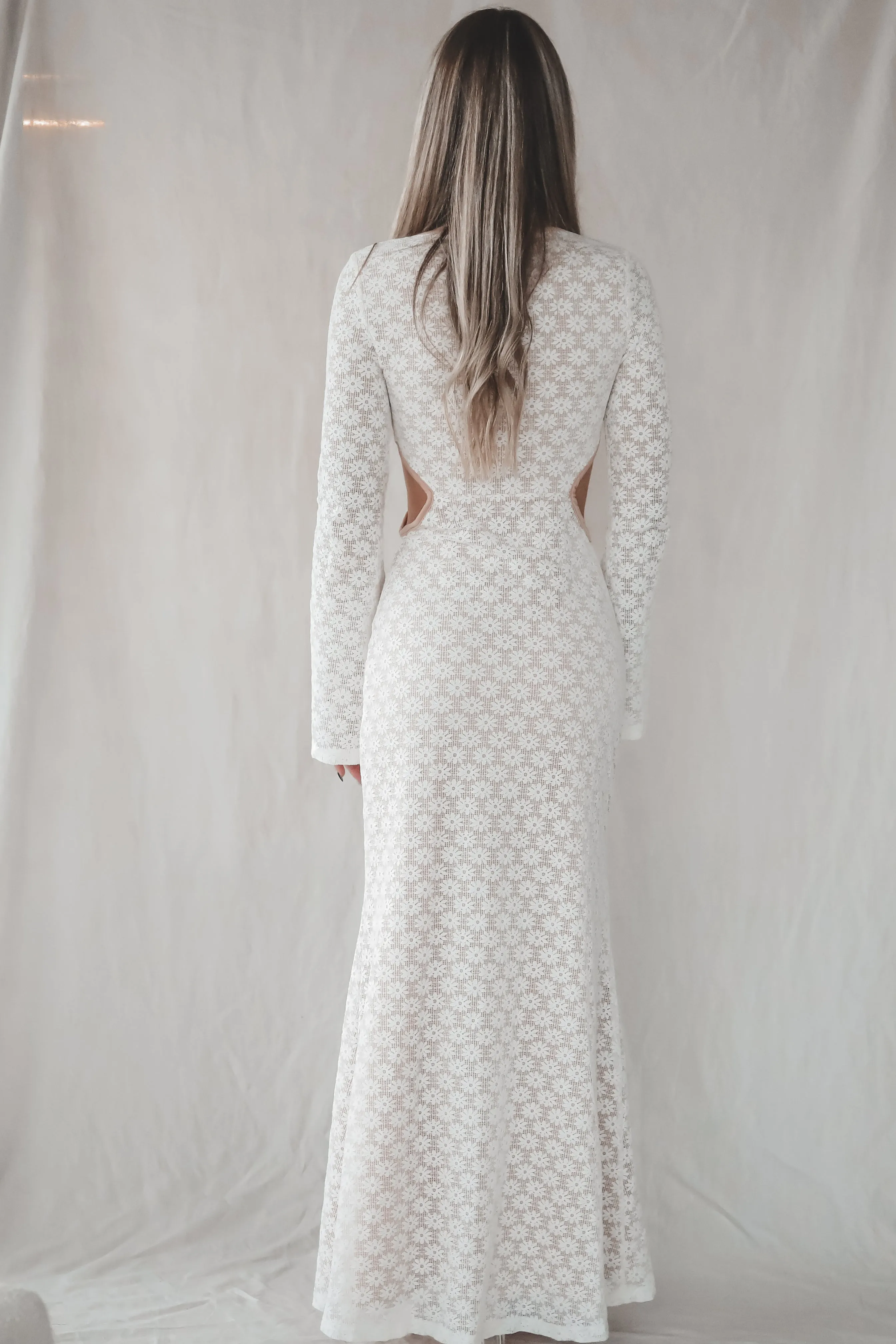 Sweet Little Thing Lace Long Sleeve Maxi Dress