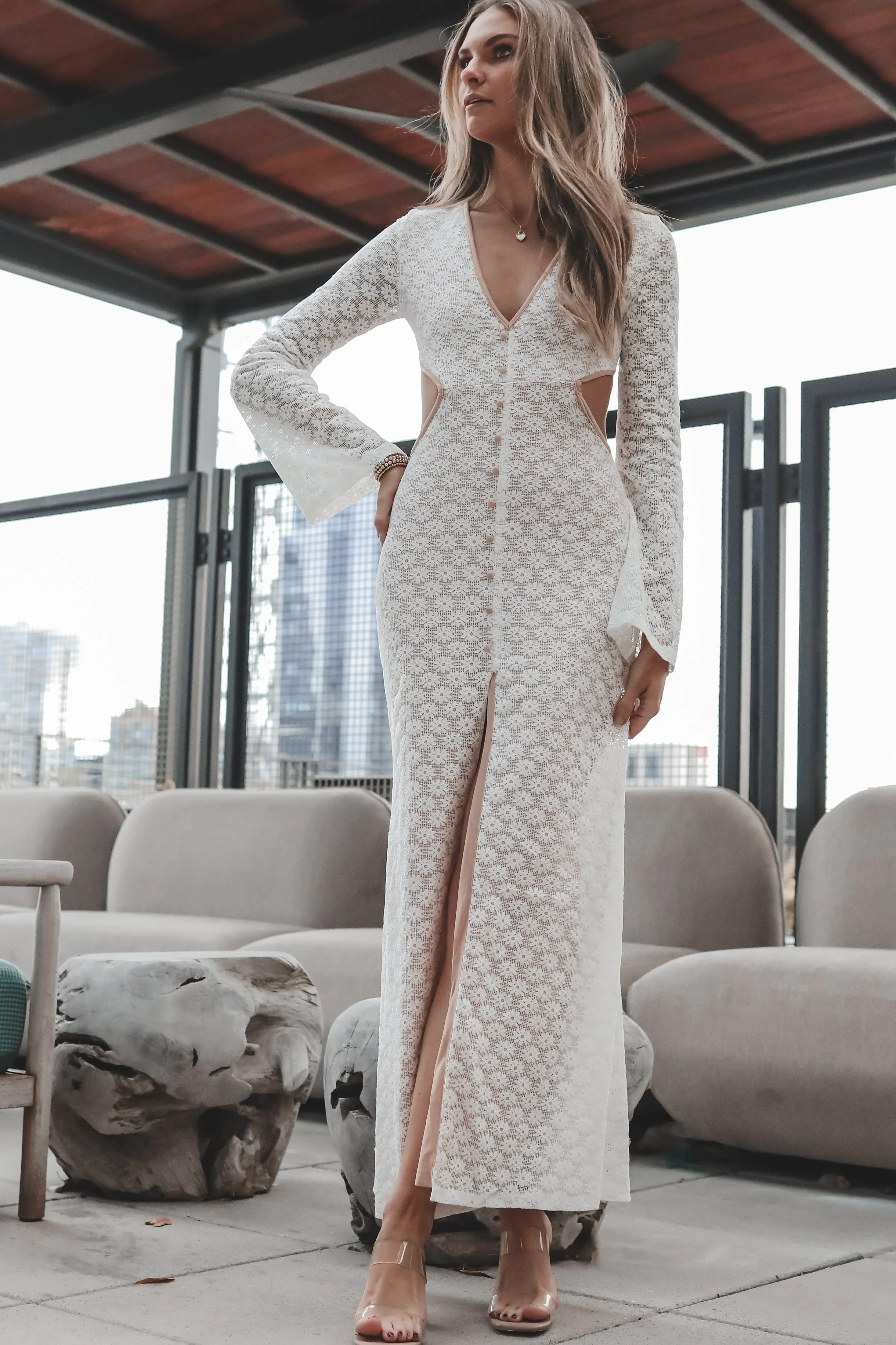 Sweet Little Thing Lace Long Sleeve Maxi Dress