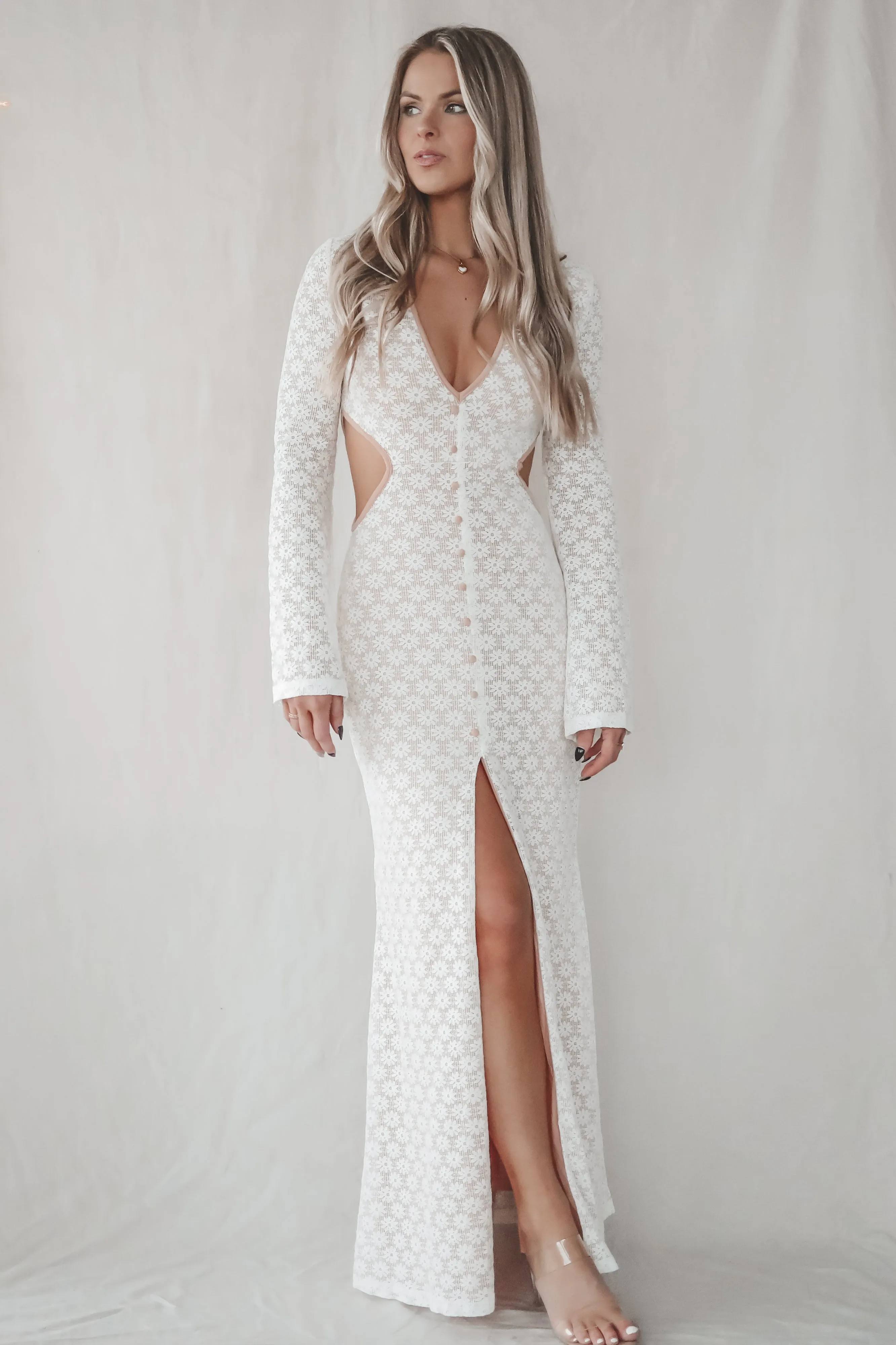 Sweet Little Thing Lace Long Sleeve Maxi Dress