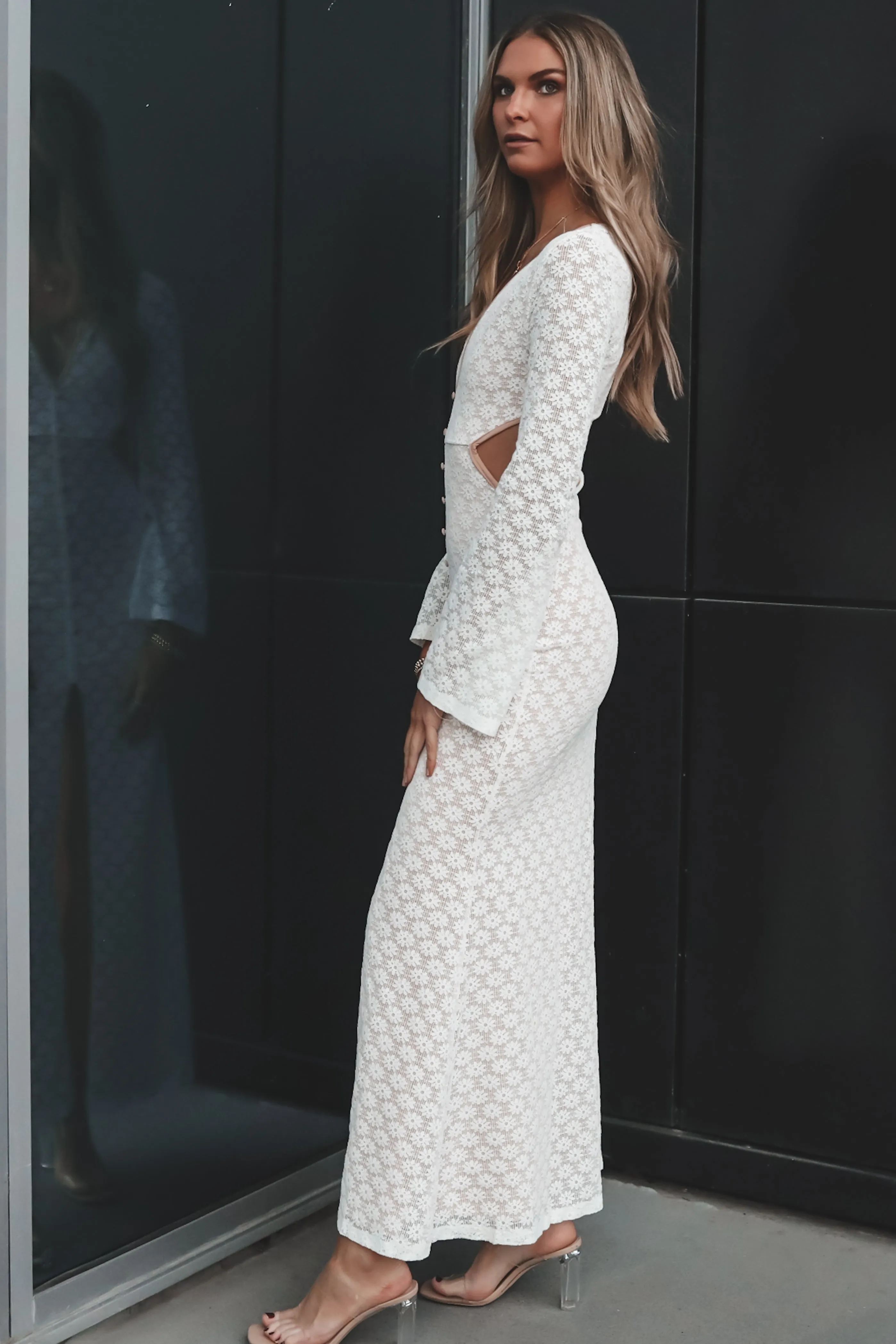 Sweet Little Thing Lace Long Sleeve Maxi Dress