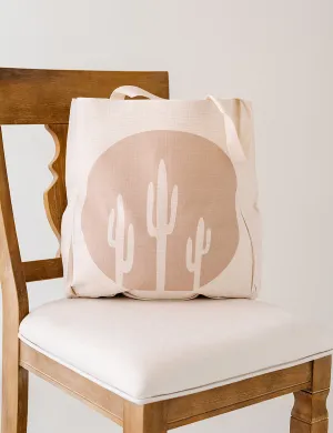 Taupe Saguaro Large Tote Bag, College Student Gift, Mother's Day Gift, Christmas Gift
