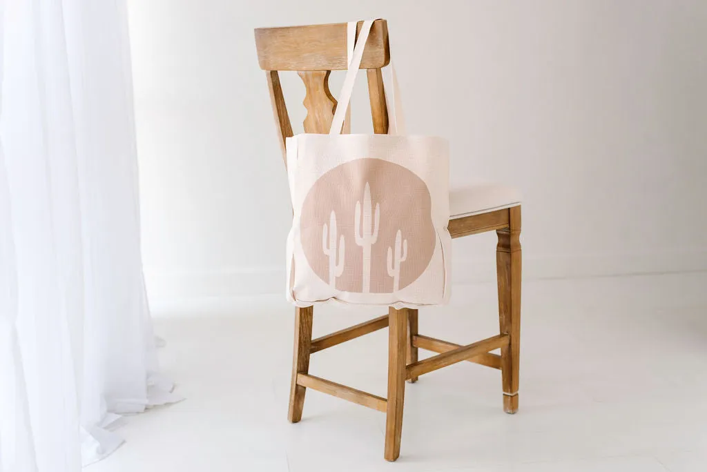 Taupe Saguaro Large Tote Bag, College Student Gift, Mother's Day Gift, Christmas Gift