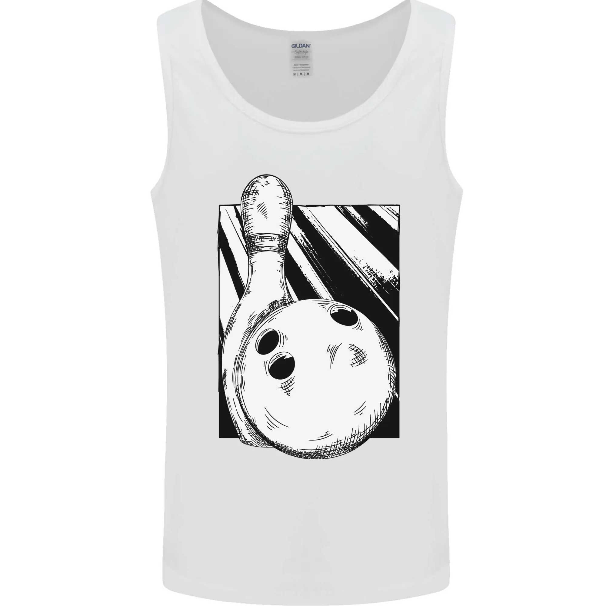 Ten Pin Bowling Ball and Pin Mens Vest Tank Top