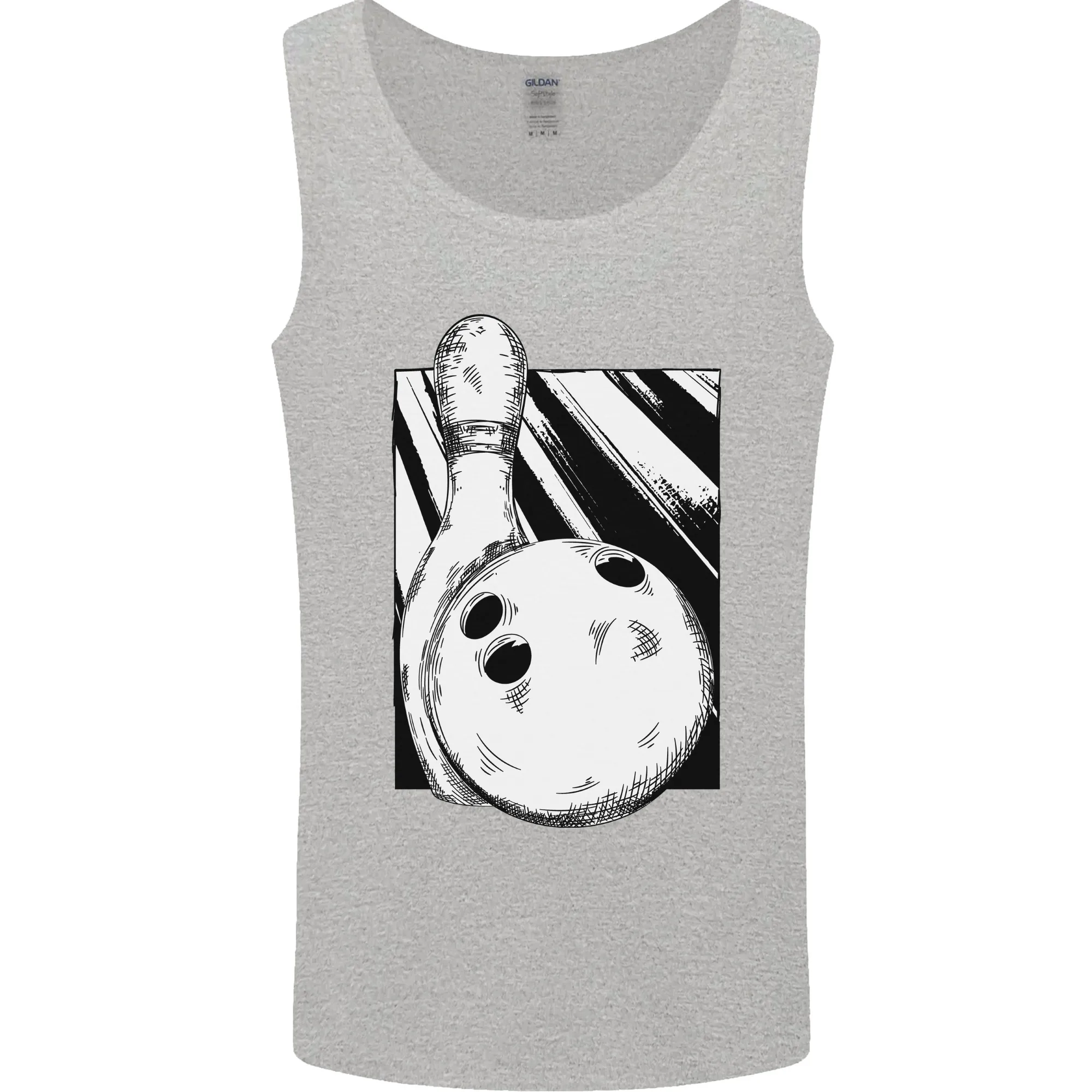 Ten Pin Bowling Ball and Pin Mens Vest Tank Top