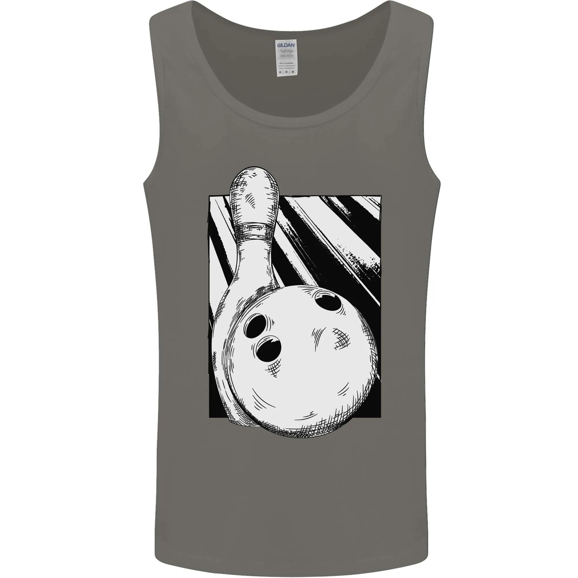 Ten Pin Bowling Ball and Pin Mens Vest Tank Top