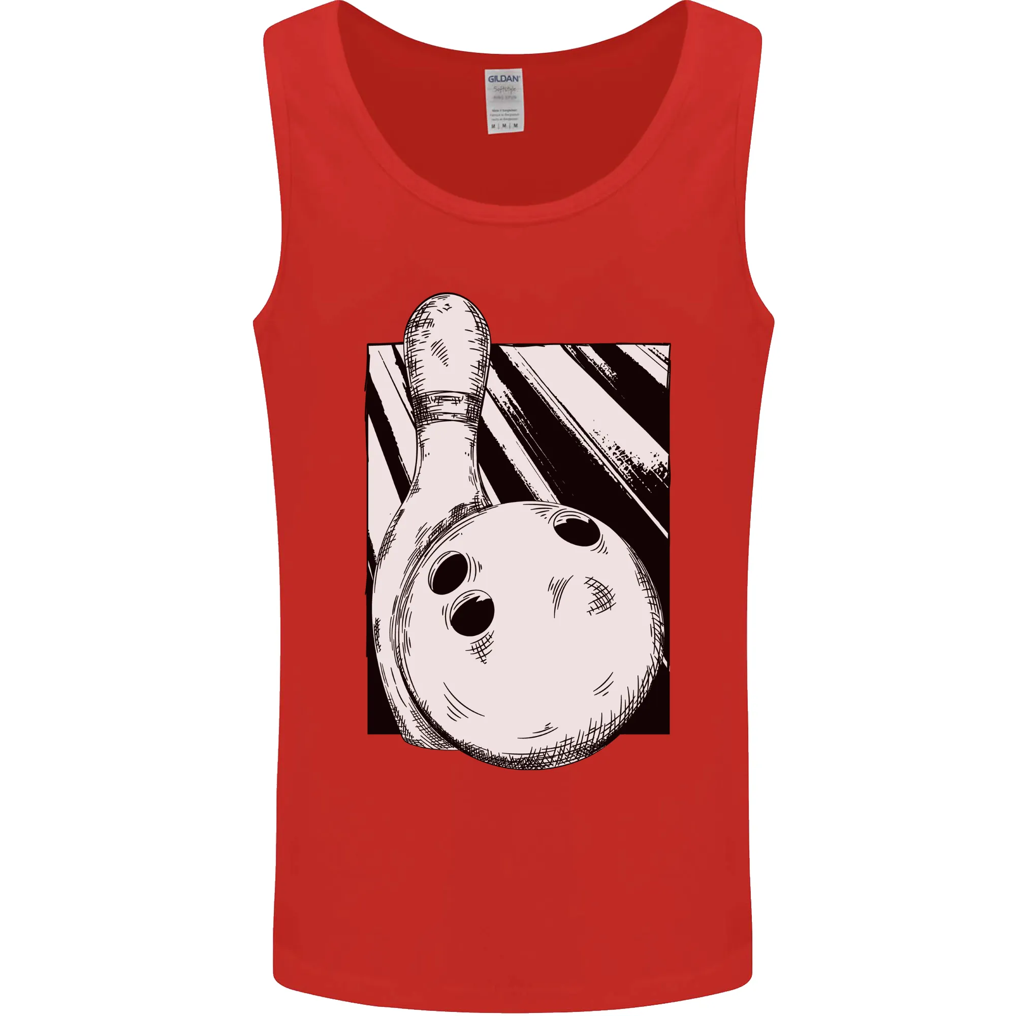 Ten Pin Bowling Ball and Pin Mens Vest Tank Top
