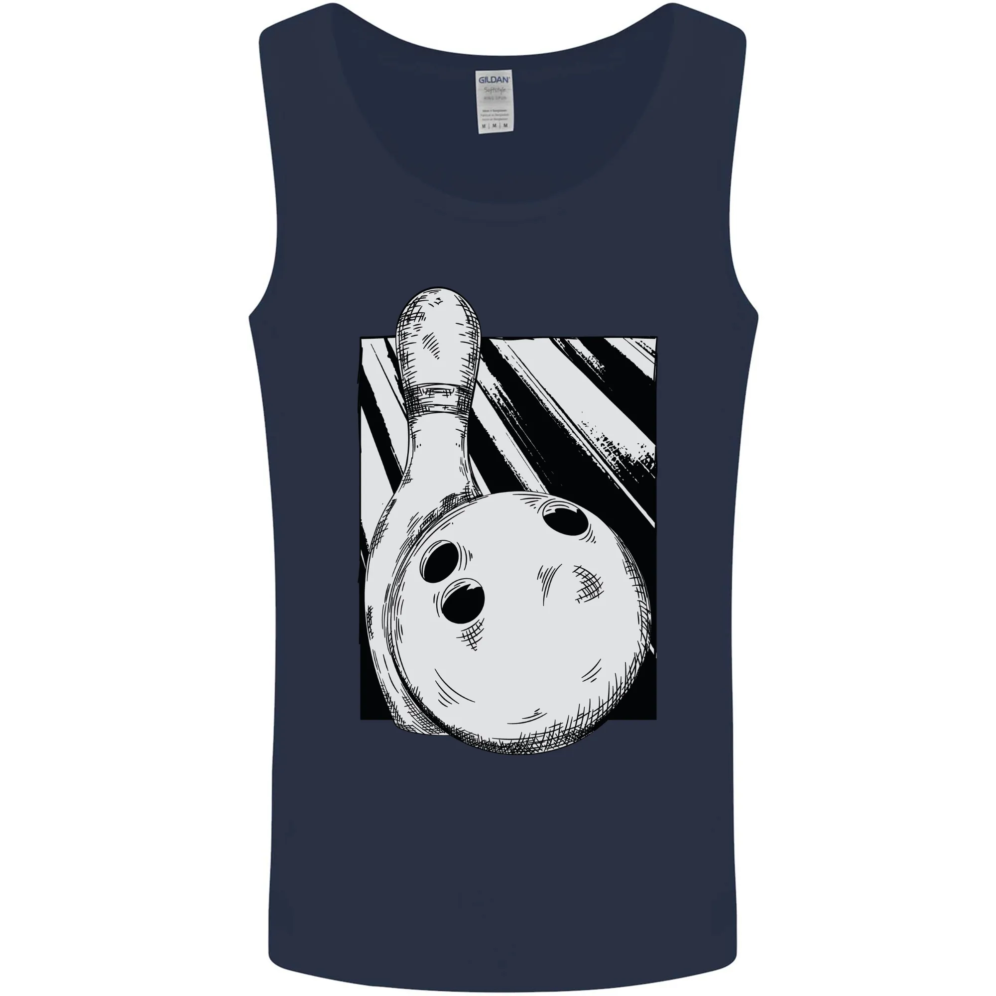 Ten Pin Bowling Ball and Pin Mens Vest Tank Top