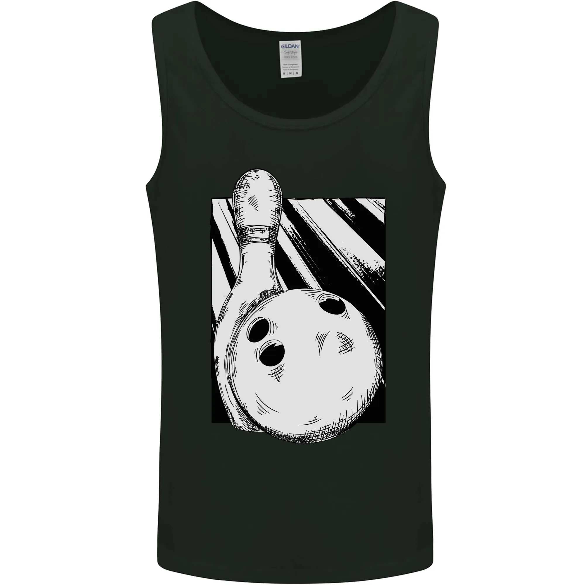 Ten Pin Bowling Ball and Pin Mens Vest Tank Top
