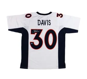 Terrell Davis Signed Denver Custom White Jersey with "HOF" Inscription