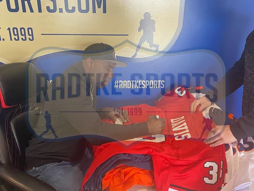 Terrell Davis Signed Georgia Custom Red Jersey with "Go Dawgs" Inscription