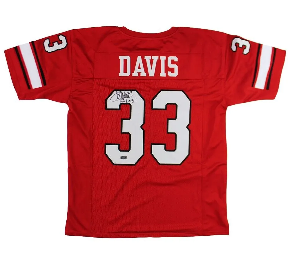 Terrell Davis Signed Georgia Custom Red Jersey with "Go Dawgs" Inscription