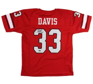 Terrell Davis Signed Georgia Custom Red Jersey with "Go Dawgs" Inscription