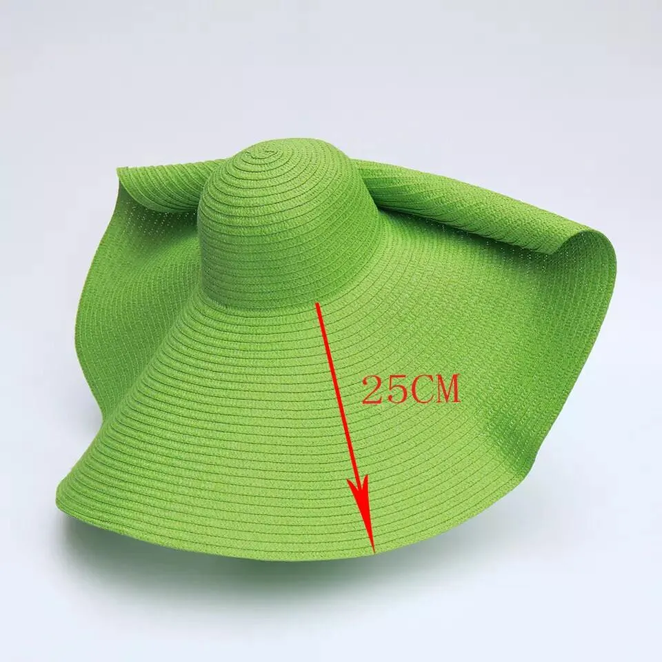 Tiara Oversized Lime Green Floppy Straw Sun Hat