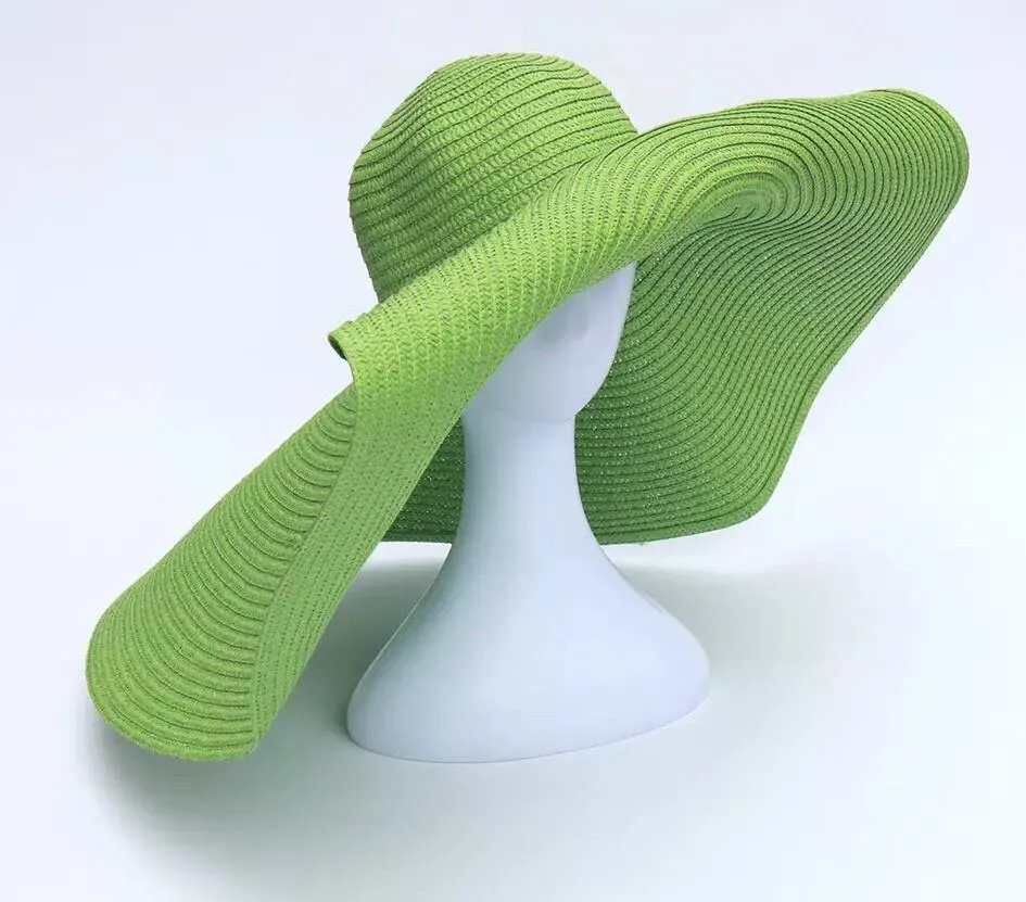Tiara Oversized Lime Green Floppy Straw Sun Hat