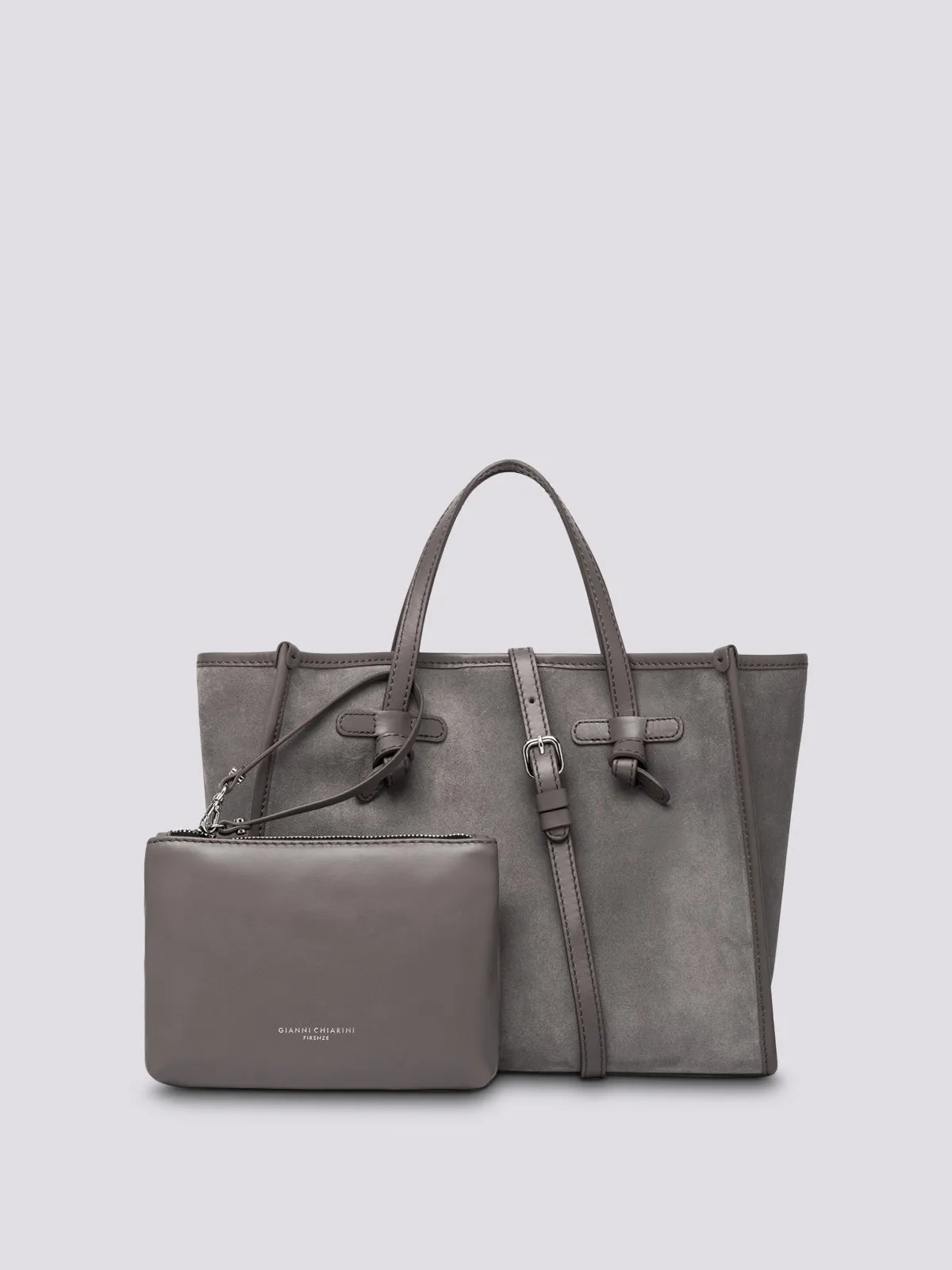 TOTE MISS MARCELLA 32 in camoscio grigio chiaro