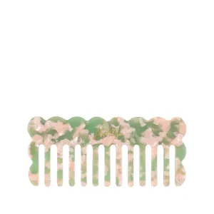 Travel Comb with Pouch (Pink Muse/Jade Lime Marble)