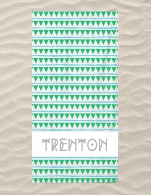 Triangle Blue & Green Beach Towel