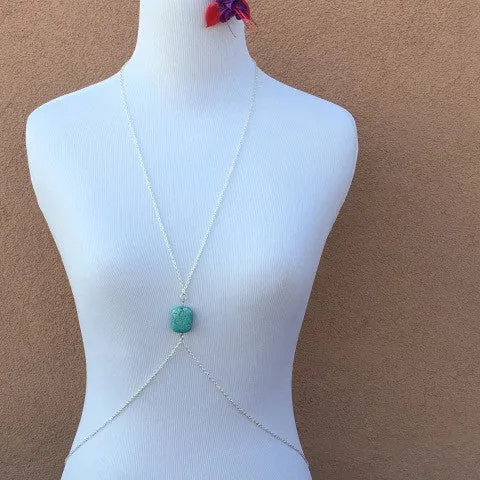 Turquoise Stone Silver Body Chain