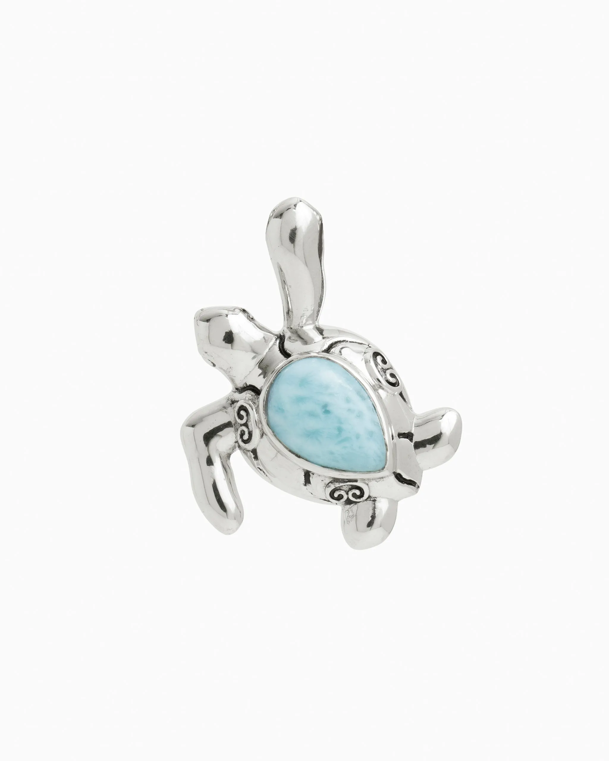 Turtle Pendant with Large Stone - Larimar