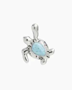 Turtle Pendant with Large Stone - Larimar