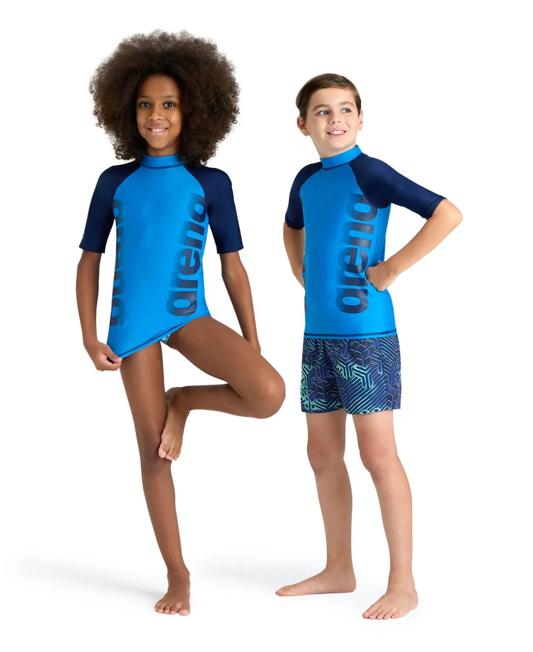 Unisex JR arena rash vest S/S graphic - Blue